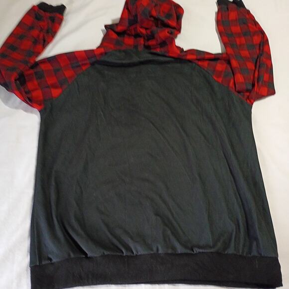 Ugly Christmas Hoodie Men's MOOSE Buffalo Plaid XL Lightweight Red/Black - Picture 3 of 6